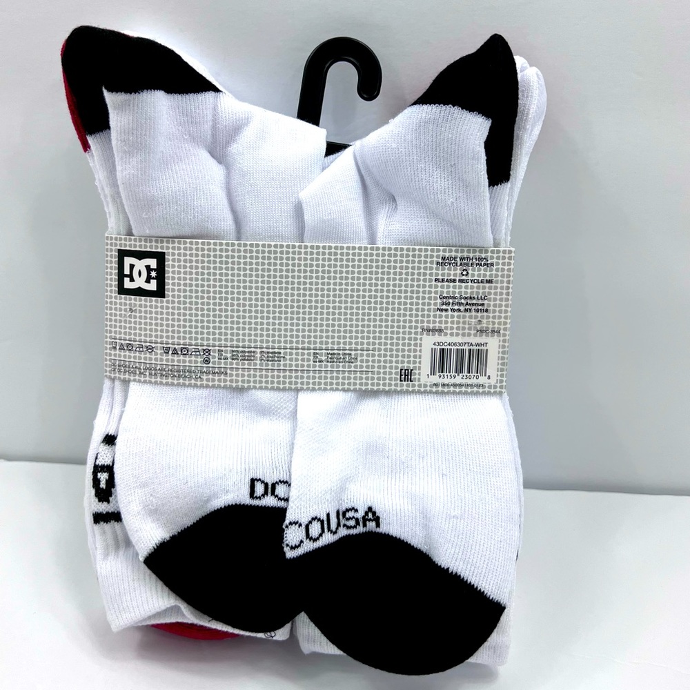 DC CO, 5 PAIRS OF CREW SOCKS, WITH RED & BLACK TOE COLORS - Picture 3 of 11